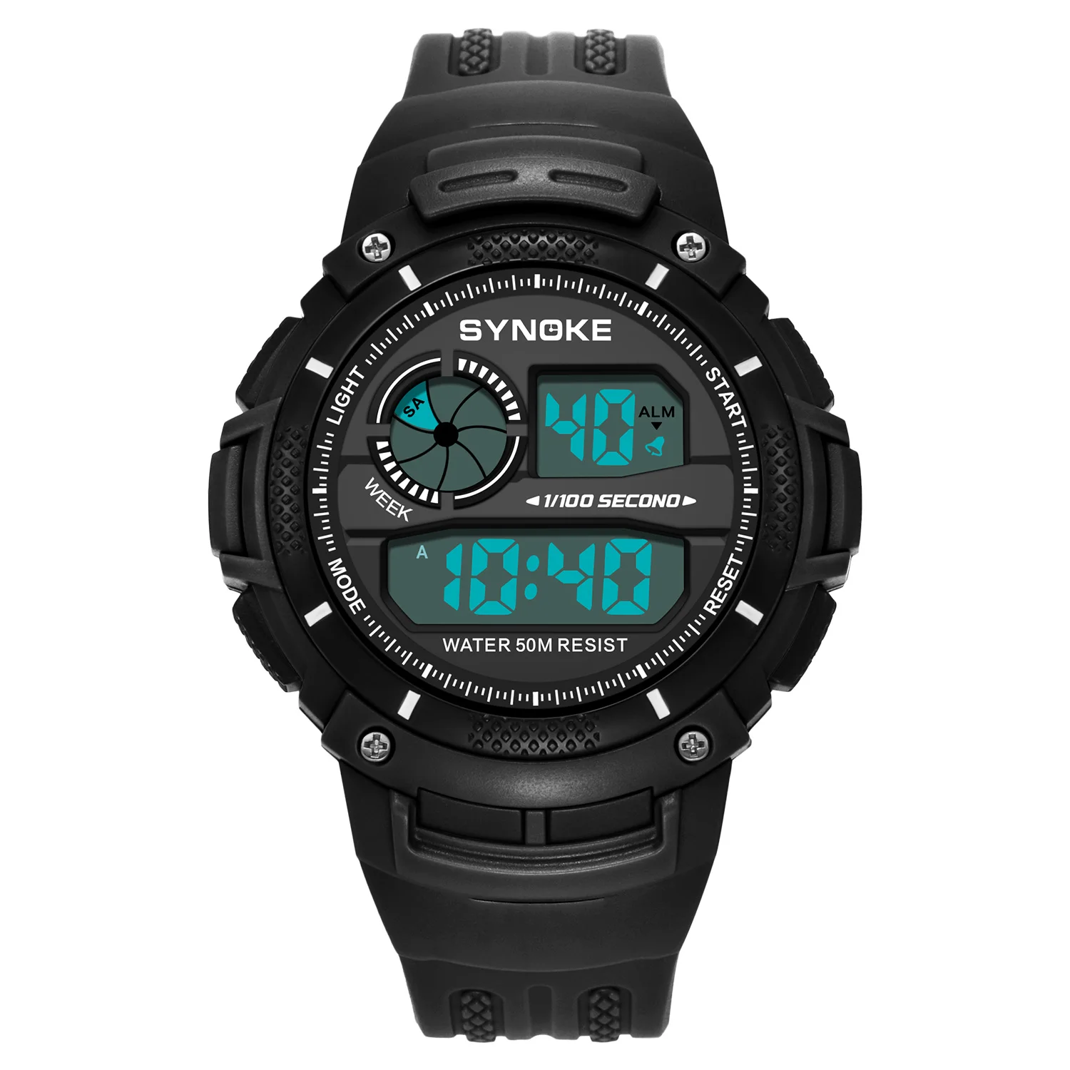 남성용 방수 디지털 손목시계, 스톱워치 알람 포함, 군용 스포츠 야외 시계, SYNOKE 브랜드