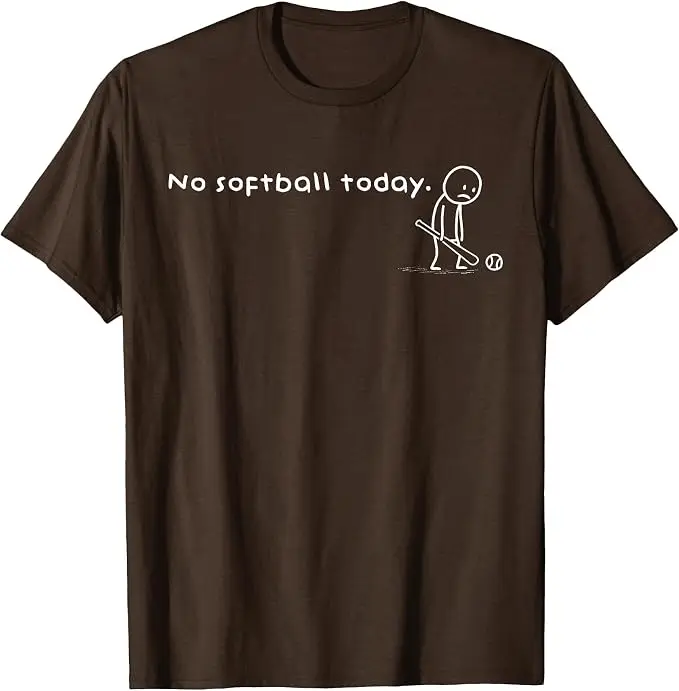 Lustiges „No Softball Today“-Humor-T-Shirt für sarkastische Meme-Sportliebhaber – Y2K-Zeichnung, Comic, verspielte Stickman-Grafik mit Spruch – T-Shirt-Kleidung – Detail 9