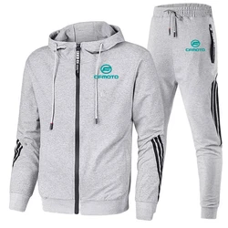 Cfmoto Men Autumn Winter Sport Suits Casual Outdoor Zipper Jackets and Sweatpants Jogging Set Male Fleece Hoodie Tracksuit