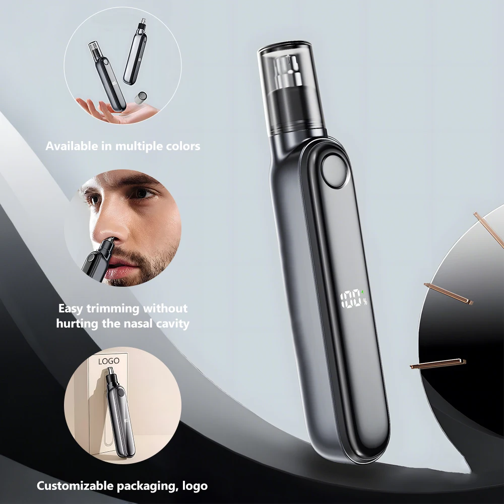 

Intelligent LED Digital Display Portable Type C Rechargeable Professional Painless Electric Ear and Nose Hair Trimmer
