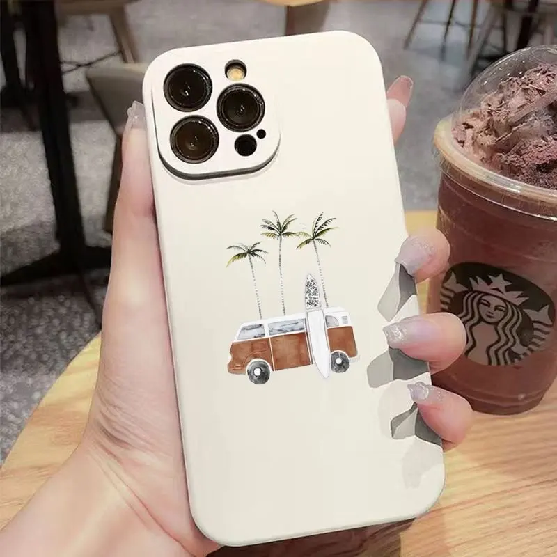 

Summer Surfing Camping Car Coconut Tree Case For Samsung Galaxy A17 A37 A57 A56 A55 A54 S26 S25 FE S24 S23 Ultra S22 Plus Cover