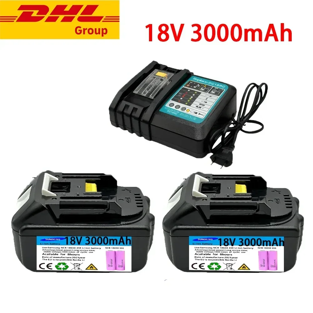 Rechargeable Li-ion batteries with charger BL1860 18V 6000mAh for Makita 18V battery 6Ah BL1840 BL1850 BL1830 BL1860B LXT400