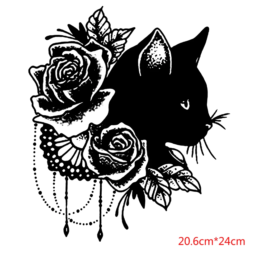 Black Cat Series Patch Patches for Clothing DIY T-shirt Heat Transfer Stickers Cat Patch Parches Termoadhesivos Para Ropa