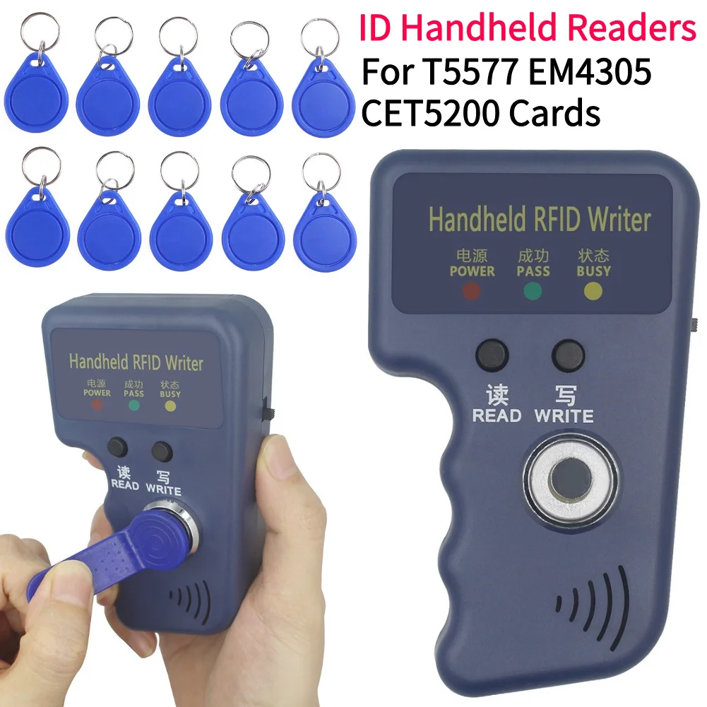 

RW1990 125kHz TM Copier Handheld RFID Duplicator Reader for T5577 EM4305 CET5200 TM Chip Cards Handheld Keys Tag Card Copier