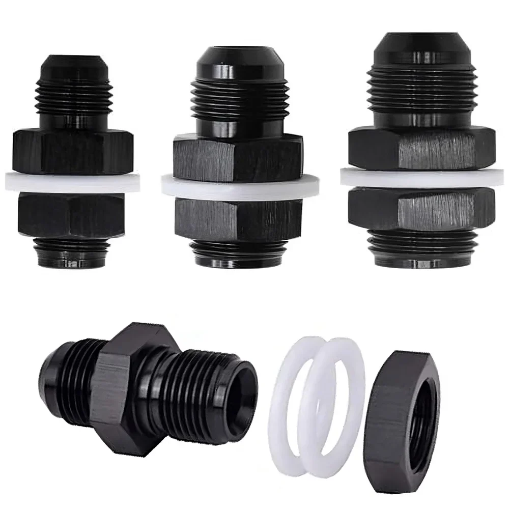 AN6 AN8 AN10 Fuel Cell Bulkhead  Fitting  Accessories Black Fuel Cell Bulkhead Adapter Fitting