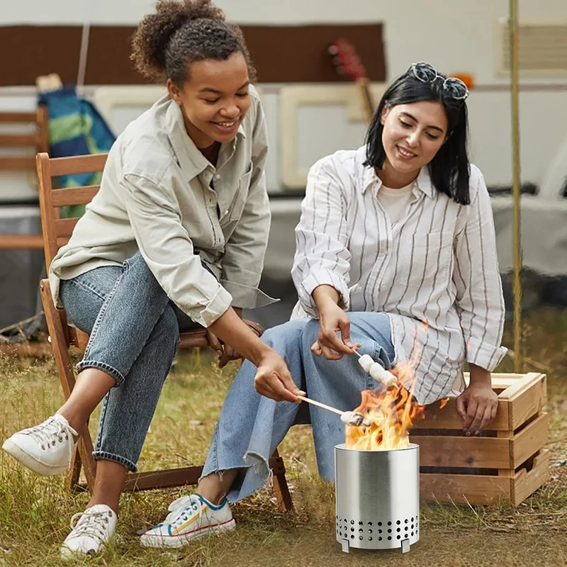 Tabletop Fire Pit,Low Smoke Portable Stove for Outdoor Camping Heating,Works with Wood FuelsStove Safe Burning Grilling Stove