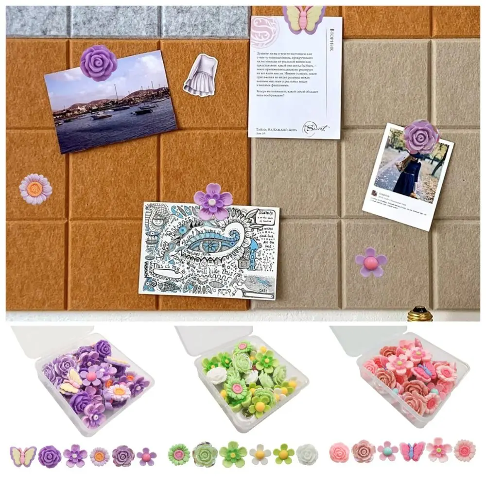 

30Pcs Portable DIY Butterfly Push Pins 3D Creative Flower Pushpins Colorful Reusable Thumb Tacks Office Binding Supplies