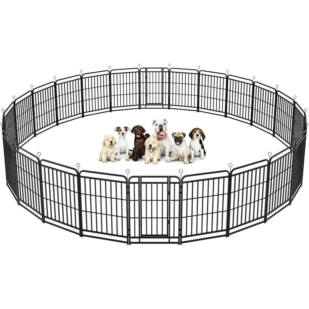 

Dog Playpen Outdoor 24 Panels Heavy Duty Dog Fence 40" Height with Thick Pipe Anti-Rust with Doors Portable for RV Camping Yard