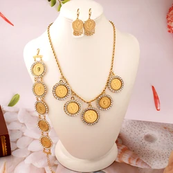 Ottoman Totem Necklace Set Gold Plated Turkish Coin Bridal Jewelry Set Middle East Wedding Muslim Sets Bijoux De Mariage Femmes
