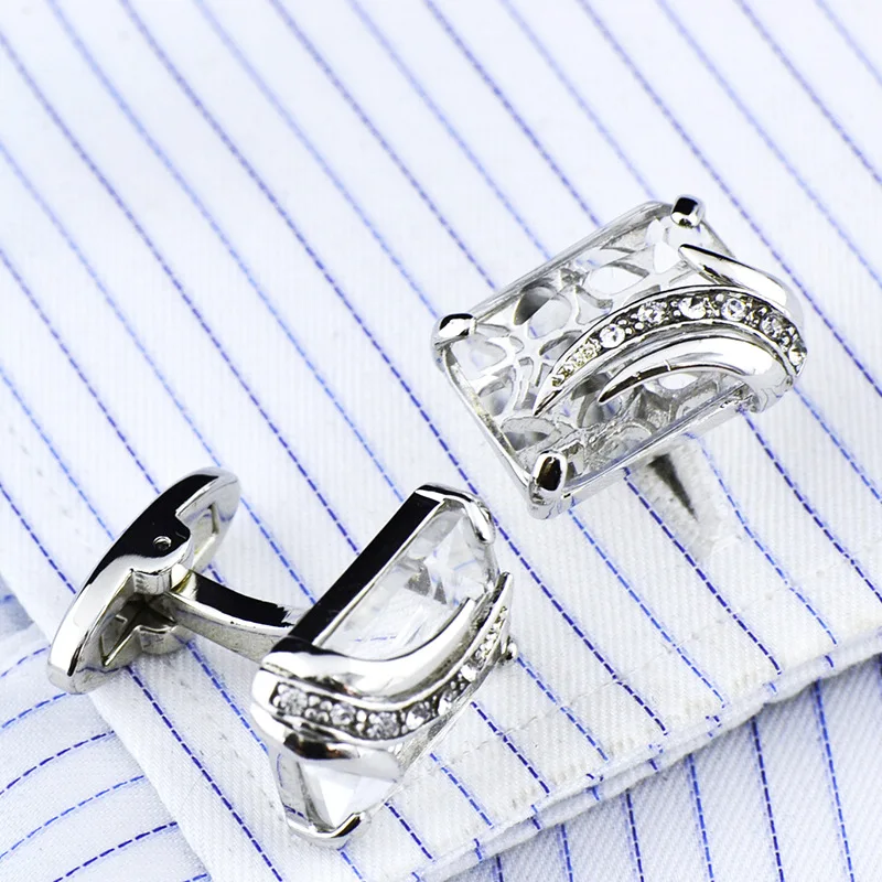 Luxury Rhinestone Zircon Cufflinks Fashion French Men\'s Shirts Buttons Business Banquet Wedding Accessories Man\'s Jewelry Gifts