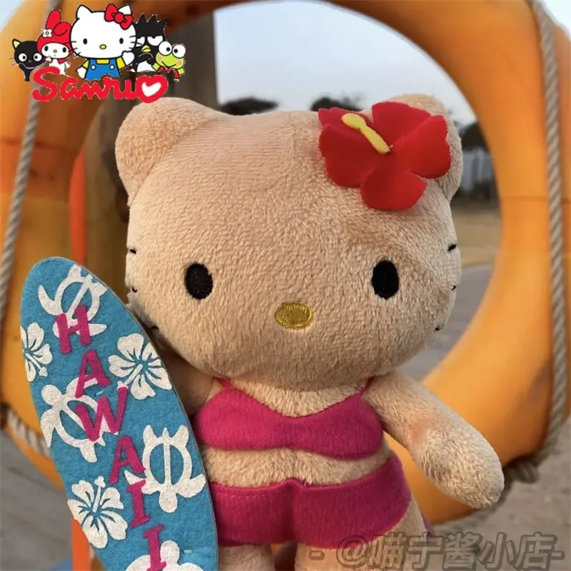 

Брелок Sanrio Melody Kuromi Hello Kitty Cinnamoroll понравико из черной кожи, брелок Hellokitty, мультяшная кукла, плюшевая подвеска в гавайском стиле