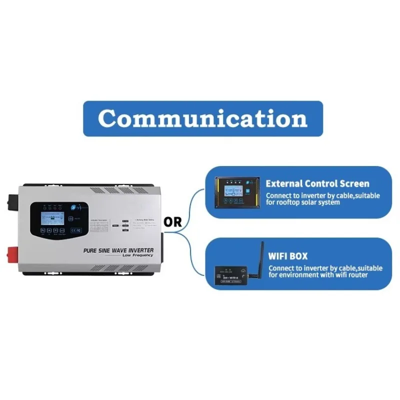 Off Grid Low Frequency Pure Sine Wave Inverter 12V to 220V Solar Charger Controller Integrated Machine