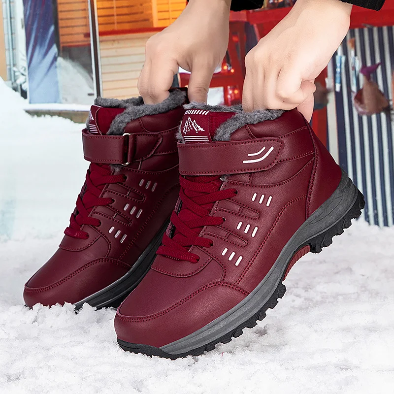 

Зимние ботинки для женщин и мужчин, непромокаемые зимние походные ботинки из искусственной кожи, нескользящие женские кроссовки, уличная повседневная мужская прогулочная обувь