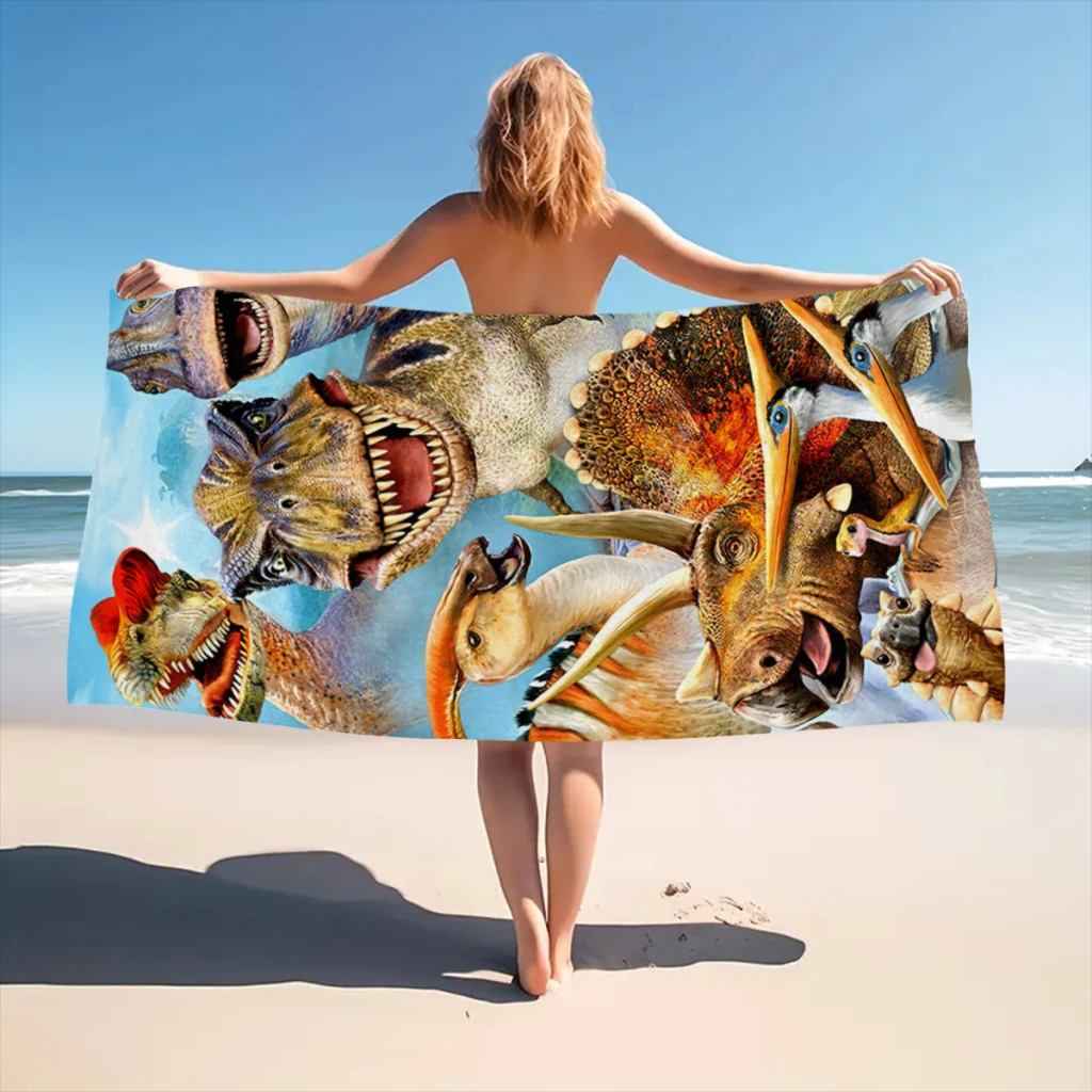 

Microfiber Beach Towel Animal Dinosaur Print Quick Dry Sandless Beach Blanket Soft Comfortable for Men Women Camping Pool Towel