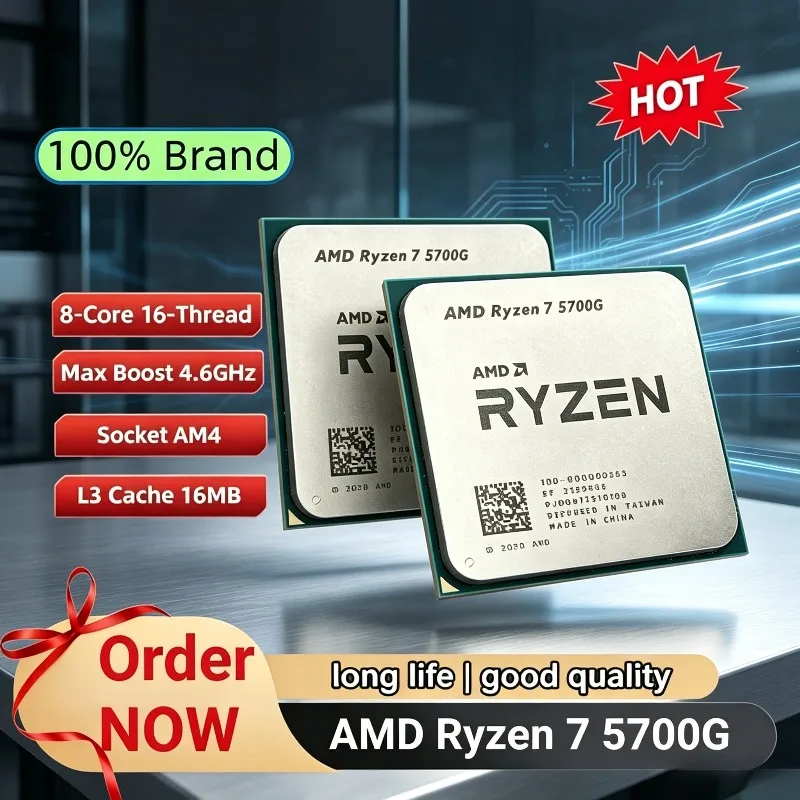 100% Brand New AMD R7 5700G 100% Brand New AMD Ryzen 7 5700G 8-Core 16-Thread 4.6GHz 16MB L3 Cache Socket AM4 Processor CPU