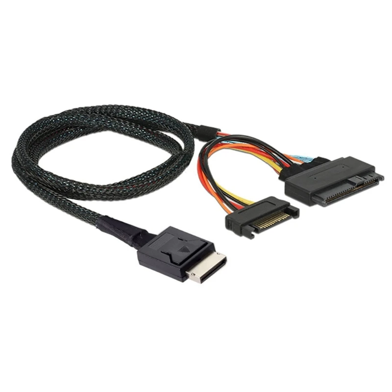 Mini Oculink4.0 SFF8611 to SFF8639 U.2 SSD Cable Oculink 42Pin SFF-8611 to mSAS SFF-8639 +15Pin Power Supply