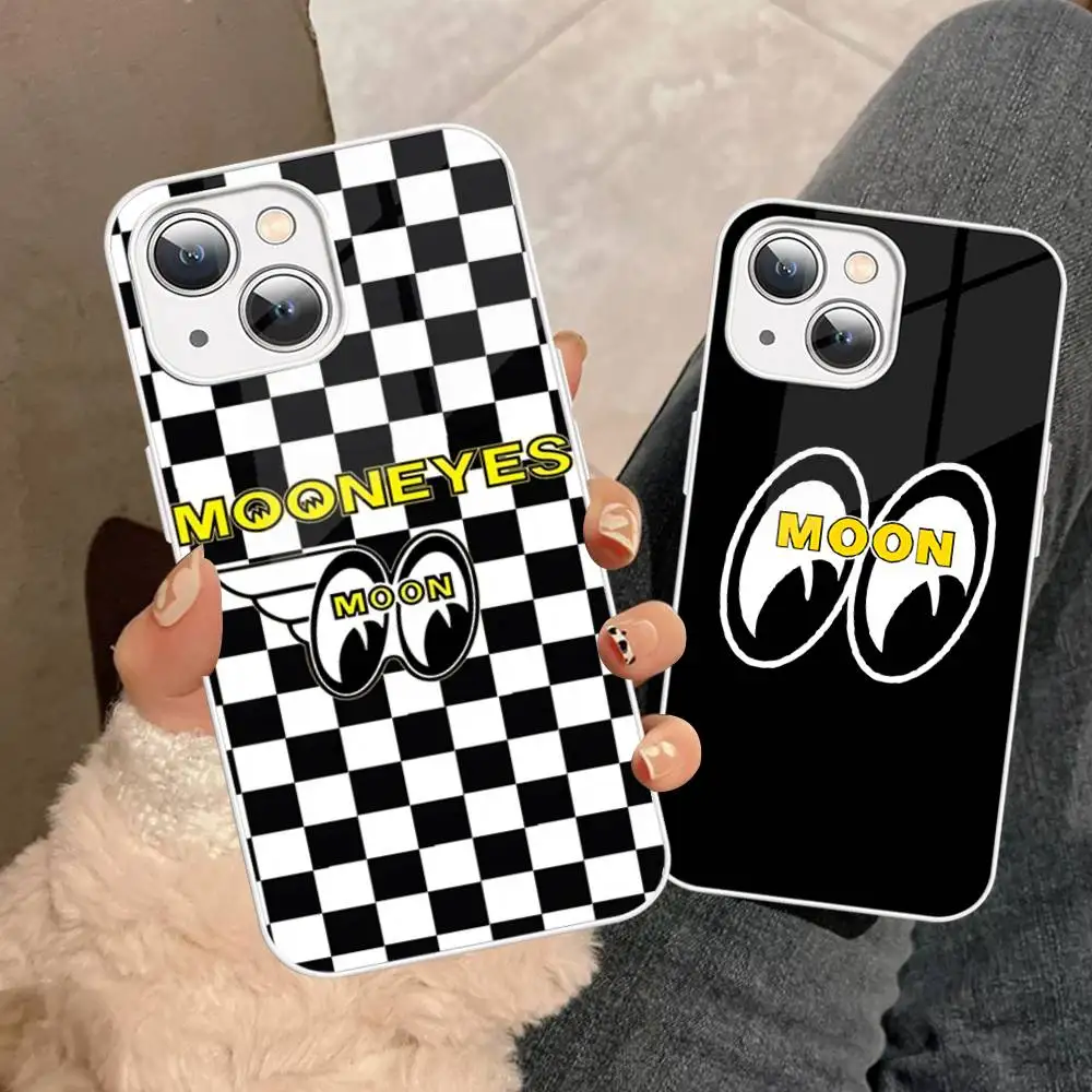 M-Moon-eyes Phone Case Tempered Glass For iphone 14 13 12 11 Pro Mini XS MAX 14Plus X XS XR Fundas