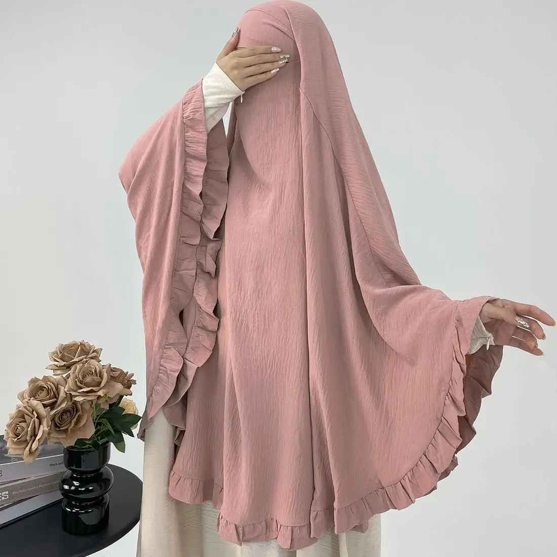 

Long Khimar Muslim Women Prayer Hijab Overhead Niqab Nikab Islamic Clothing Eid Djellba Headdress Abaya Turkey Headscarf Burqa