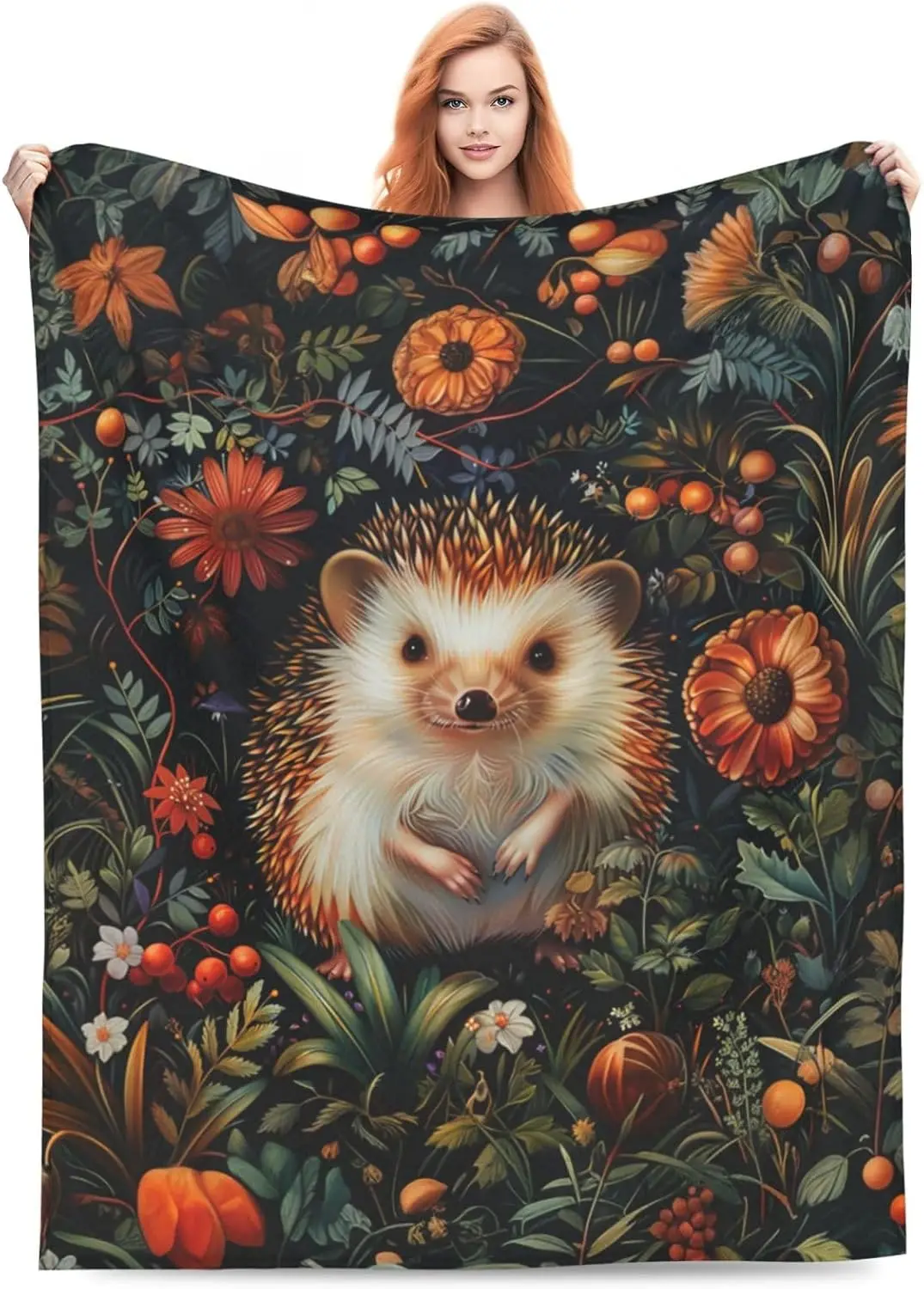 Cute Hedgehog Forest Decor Super Cozy Plush Lightweight Soft Flannel Fleece Jungle Animal Blanket Gifts For Girls Boys Kids