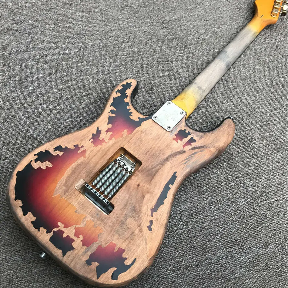 High Quality Vintage Sunburst Relic Remains Electric Guitar,Factory Handmade SRV Aged St Guitarra