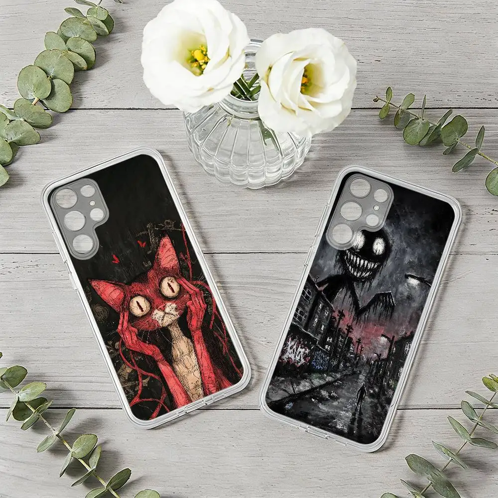 Dark and grotesque aesthetics Phone Case For Samsung S25,S24,S21,S22,S23,S30,Ultra,Plus,5G,Transparent Cover