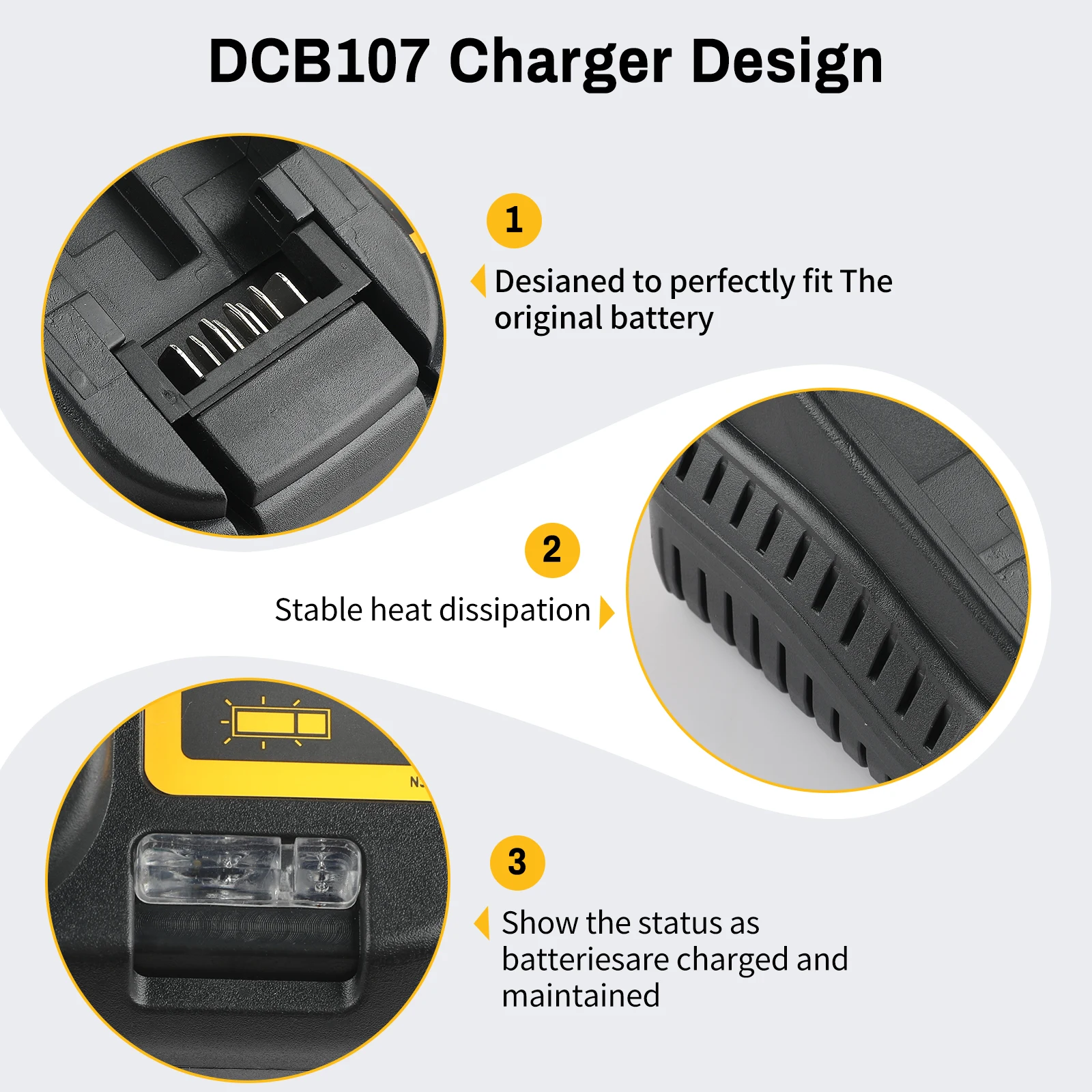 DCB107 2A Lithium Battery Charger For Dewalt 10.8V 18V 12V 20V