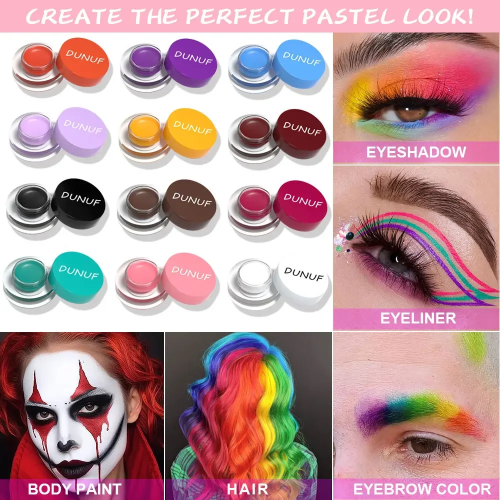 12 Color Waterproof Durable Matte Eyeshadow Eyeliner Cream Multi-function Facial Paint Eyebrow Dye Makeup