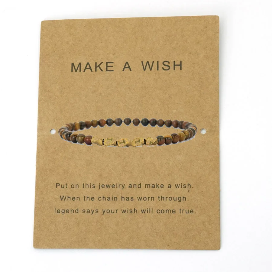 Simple 4mm Stone Beads Energy Bracelet Unisex Golden Beaded 9 Styles Available Casual Healing Braslet Yoga Couple Gift Jewelry