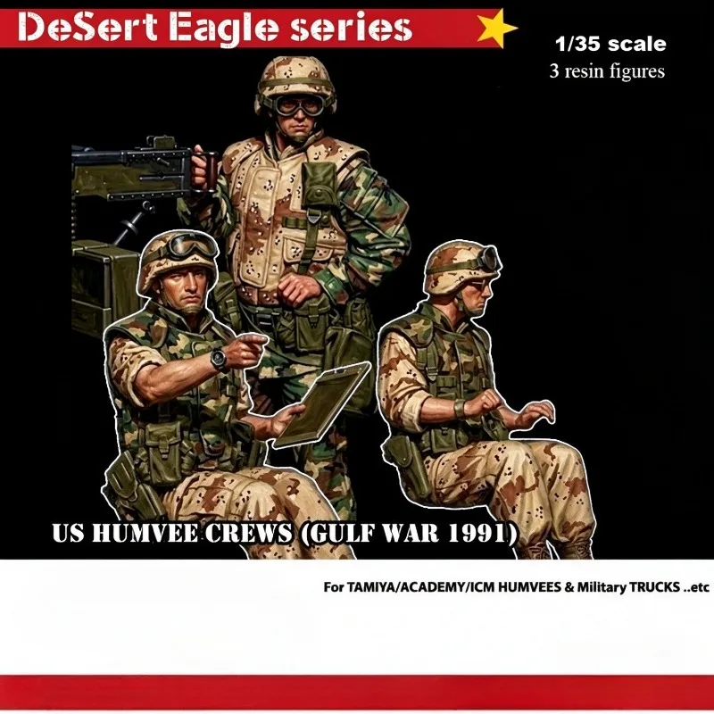 1/35 Scale Resin Model Assembly Kit, GK, 35th USMC Humvee Crews 1991, Unpainted and Requires Assembly To Miniature