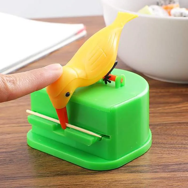 

Creative Toothpick Holder Cartoon Small Bird Toothpick Container Press Toothpick Dispenser Storage Box Automatic Kitchen