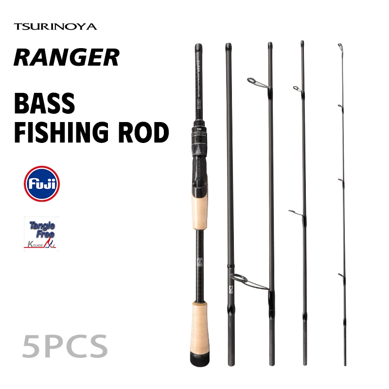 Canne à pêche portable ultralégère TSURINOYA RANGER 2.08m 2.09m 2.21m L-ML, ML-M, action F, canne à basse FUJI A, équipement de pêche d'expédition