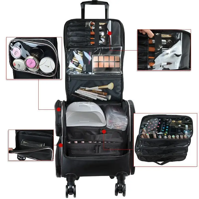 2024 New Brand Makeup Box Artist Professional Beauty Cosmetic Cases Make Up Bag Tattoo Nail Multilayer Toolbox Storage Organizer