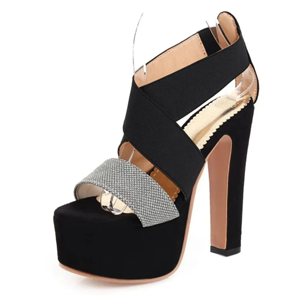 14CM Square High Heels women Sandals Footwear Ankle Strap Gladiator Platform Female Wedding Sexy Shoes Party Evening size 31-48