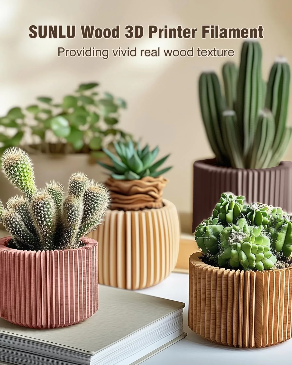 SUNLU 10 кг настоящая древесное волокно, деревянная нить PLA 1,75 мм, катушка 1 кг, аккуратная нить для 3D-принтера PLA, подходит для большинства 3D-принтеров FDM