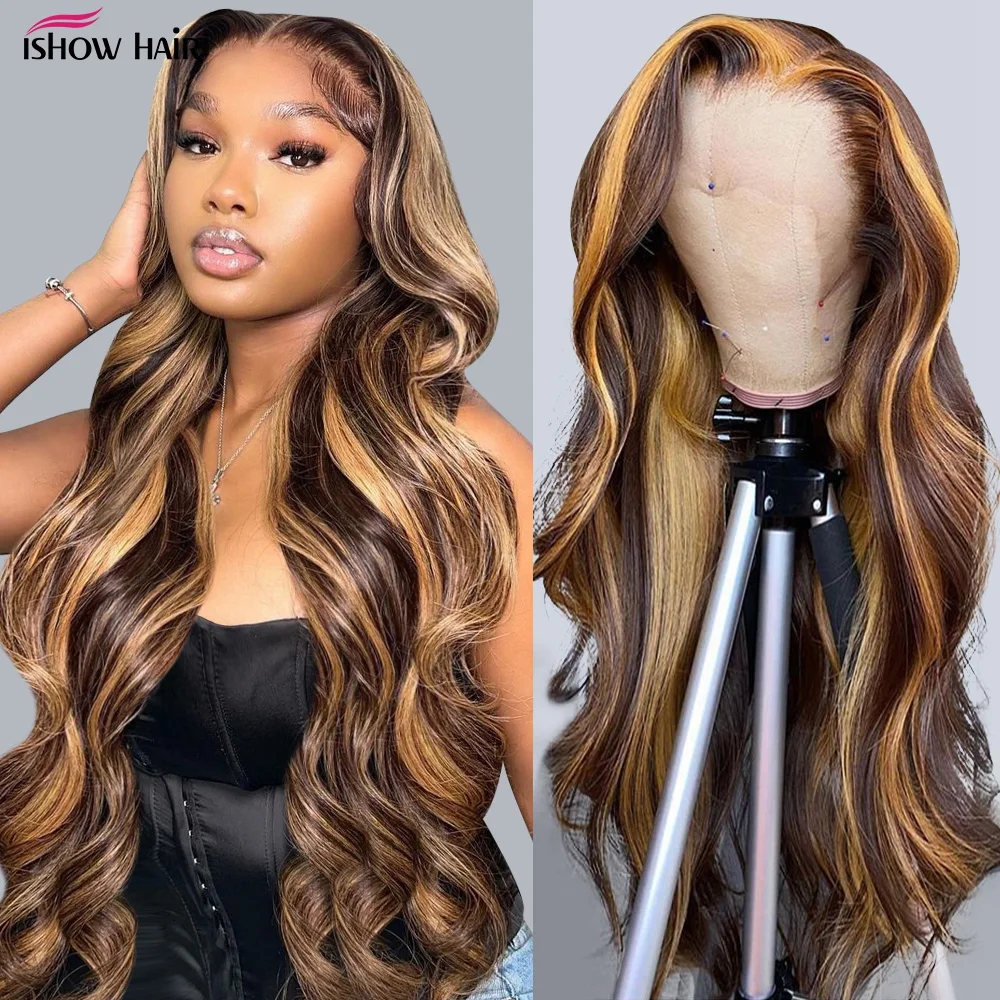 30 Inch Highlight Honey Blonde Body Wave Lace Front Wig Human Hair 13x4 13x6 Lace Frontal Wig Pre Plucked Brazilian Hair Wigs