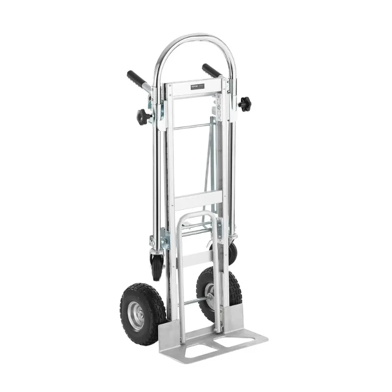 Heavy-Duty Aluminum Folding Hand Truck, 4-in-1 Design, 1000 lbs Capacity, Industrial Collapsible Cart with Rubber Wheels