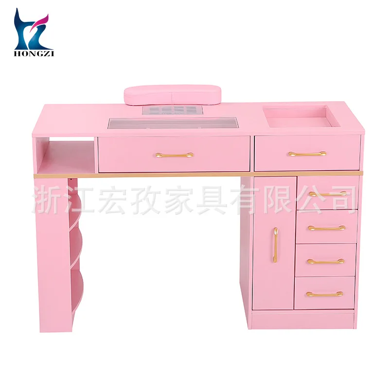 Table de manucure Lhh facile à assembler, table de manucure à compartiment ouvert avec aspirateur