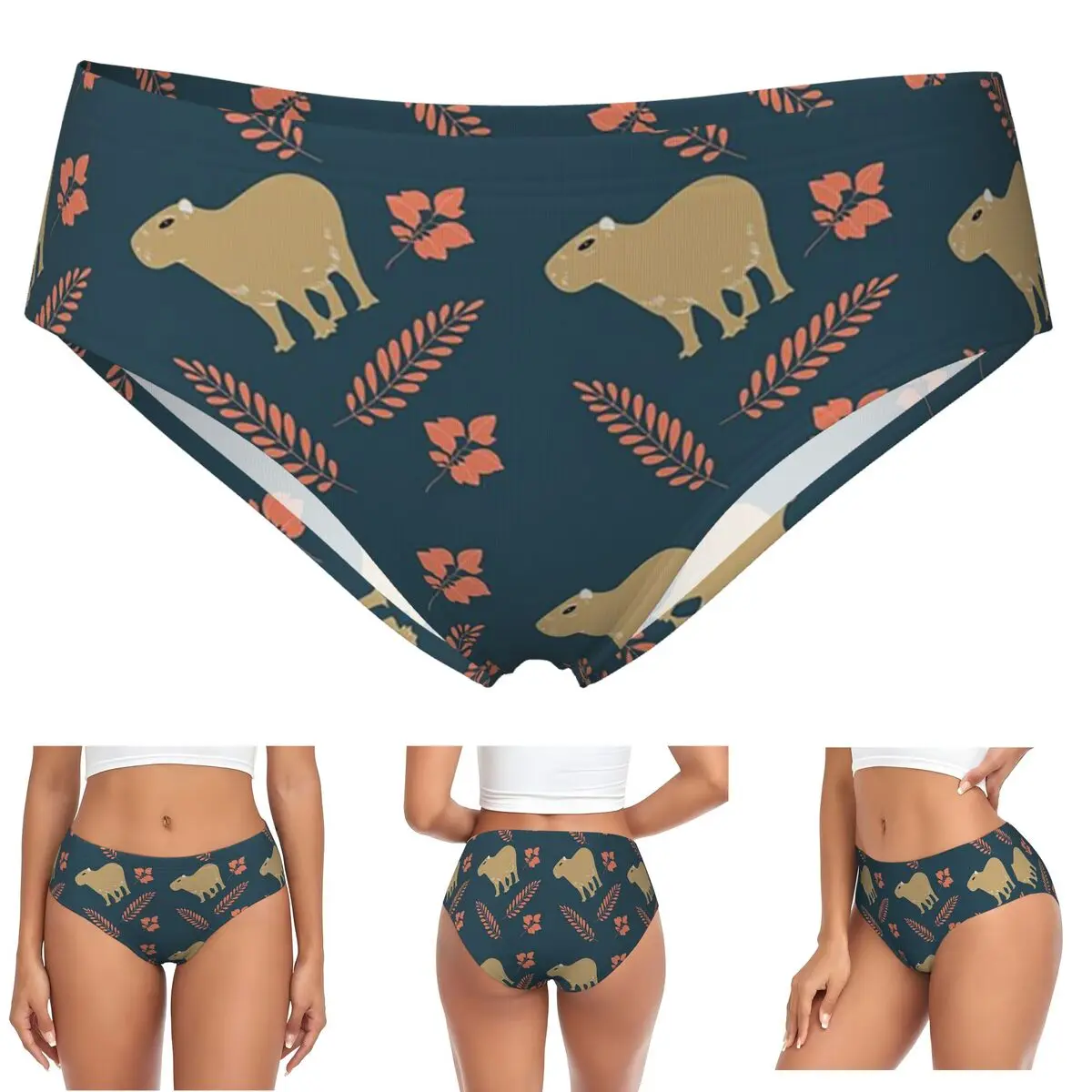 

Трусики с рисунком капибары на заказ, женские удобные трусы, нижнее белье, дышащие женские трусы