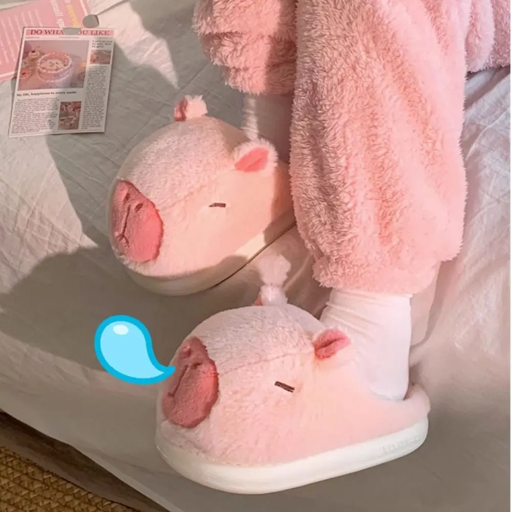

Soft Warm Capybara Slippers Home Slippers Silent Fur Capibara Slippers Plushy Non-Slip Winter Fluffy Kapibara Slides Winter