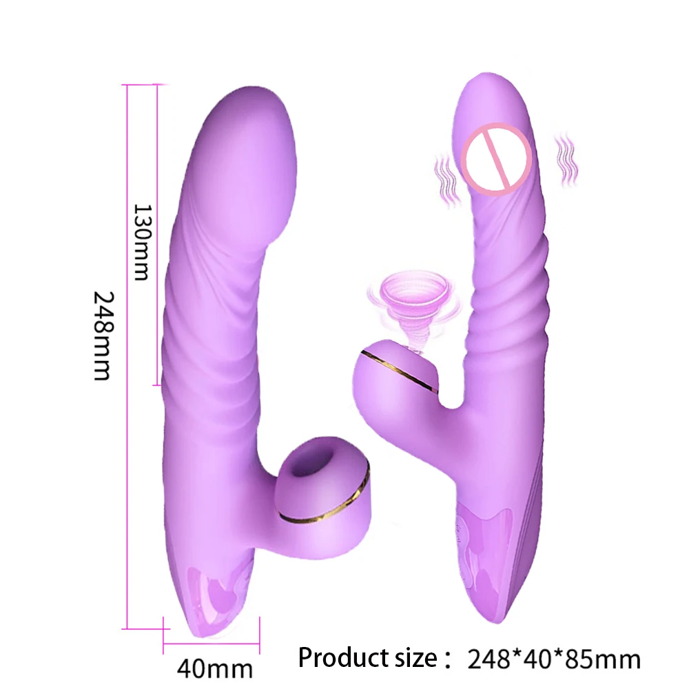 Thrusting Dildo Sucking Rabbit Vibrators for Women, G Spot/Anal Vibrator 7 Thrusting Vibrating and 7 Sucking Modes 3 in 1 Adult