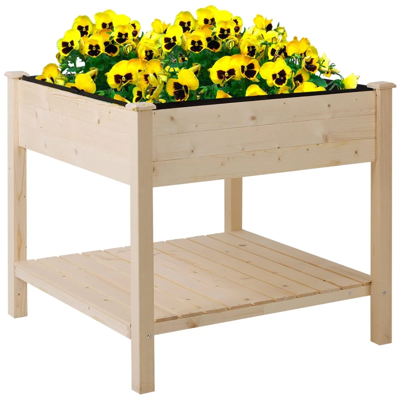 

Solid wood flower bed floor-to-ceiling double-layer oversized flower shelf Garden supplies Garden pot shelf