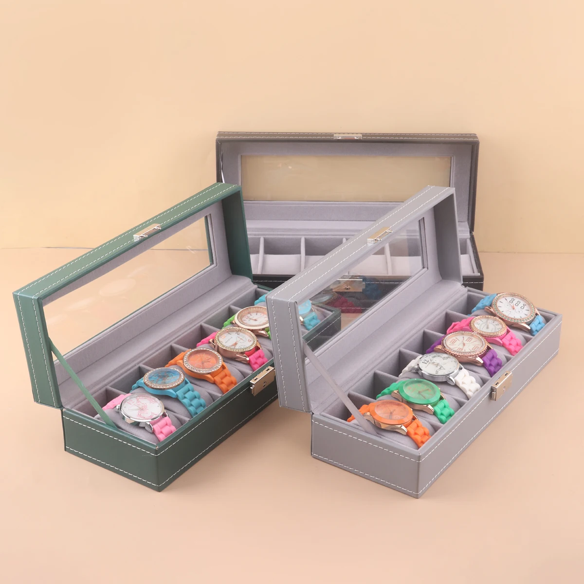 

Органайзер для часов, коробки для хранения для путешествий, часы, искусственная кожа, стекло, дисплей, многофункциональная коробка для хранения часов и ювелирных изделий