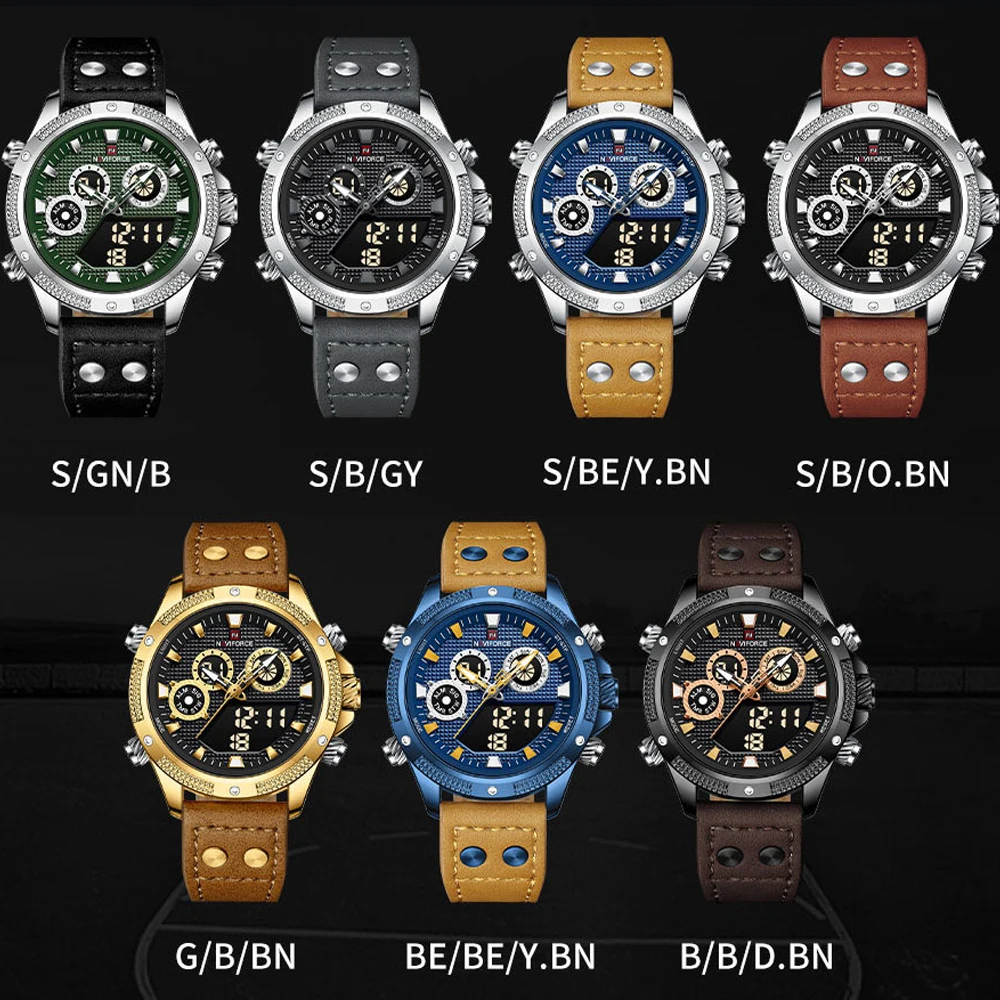 NAVIFORCE Brand Luxury Sport Watch for Men Waterproof Double Display Wristwatch Mens 2024 New Military Chrono Alarm Male Clcok