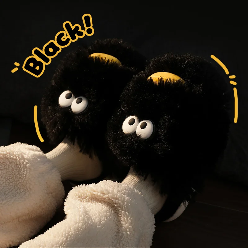 Funny Cotton Slippers Male Winter Plush Couple Warm Indoor Household Thick Sole Cute Slippers Female Winter Slipper