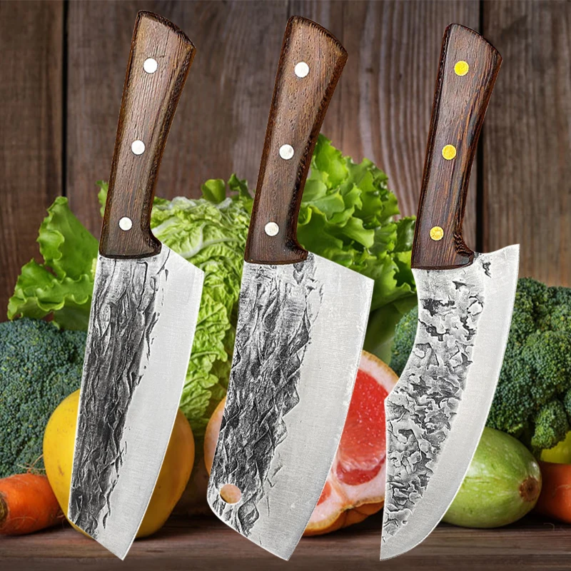 

Hand Forged Meat Cleaver Stainless Steel Butcher's Boning Knife Vegetable Slicing Knife Chopping Knife Kitchen Knives Set BBQ