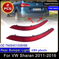 Reflector de parachoques trasero para coche, luz de freno antiniebla, lámpara de advertencia, lente roja, para Volkswagen VW Sharan 2011 ~ 2016 7N0945105B 7N0945106B, 2 uds.