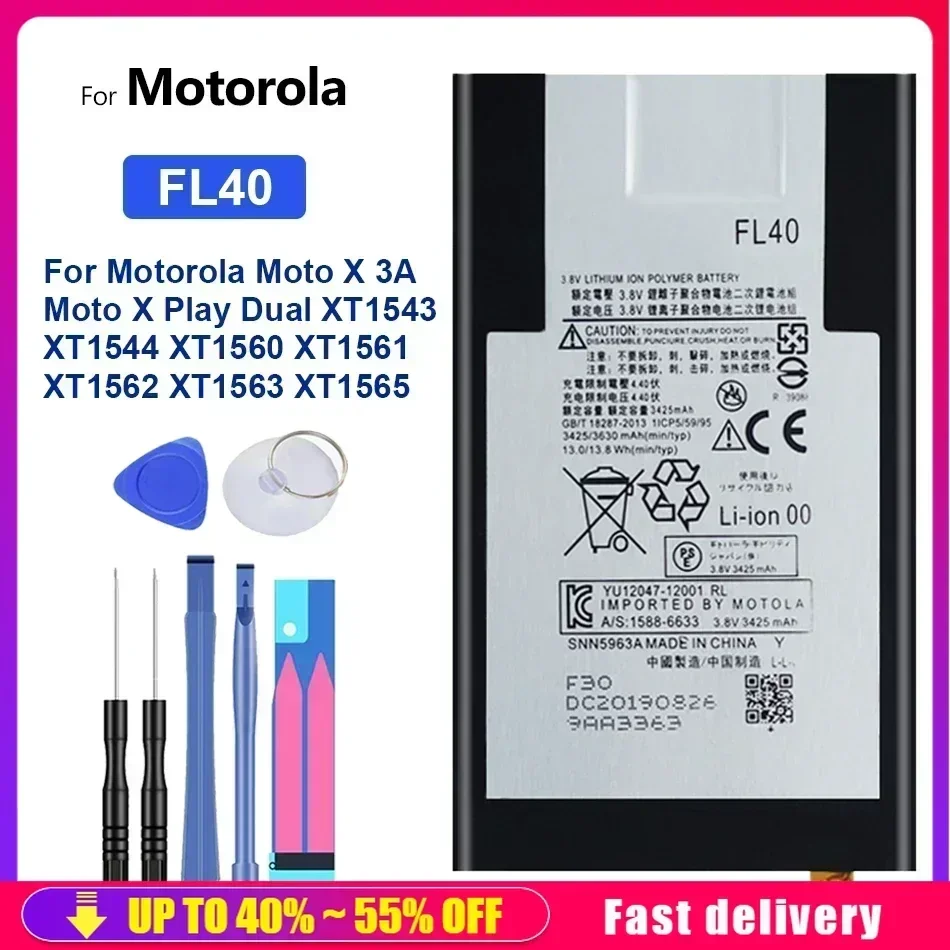 Mobile Phone Batteries FL40 3630mAh For Motorola Moto X 3A MotoX Play Dual XT1543 XT1544 XT1560 XT1561 XT1562 XT1563 XT1565