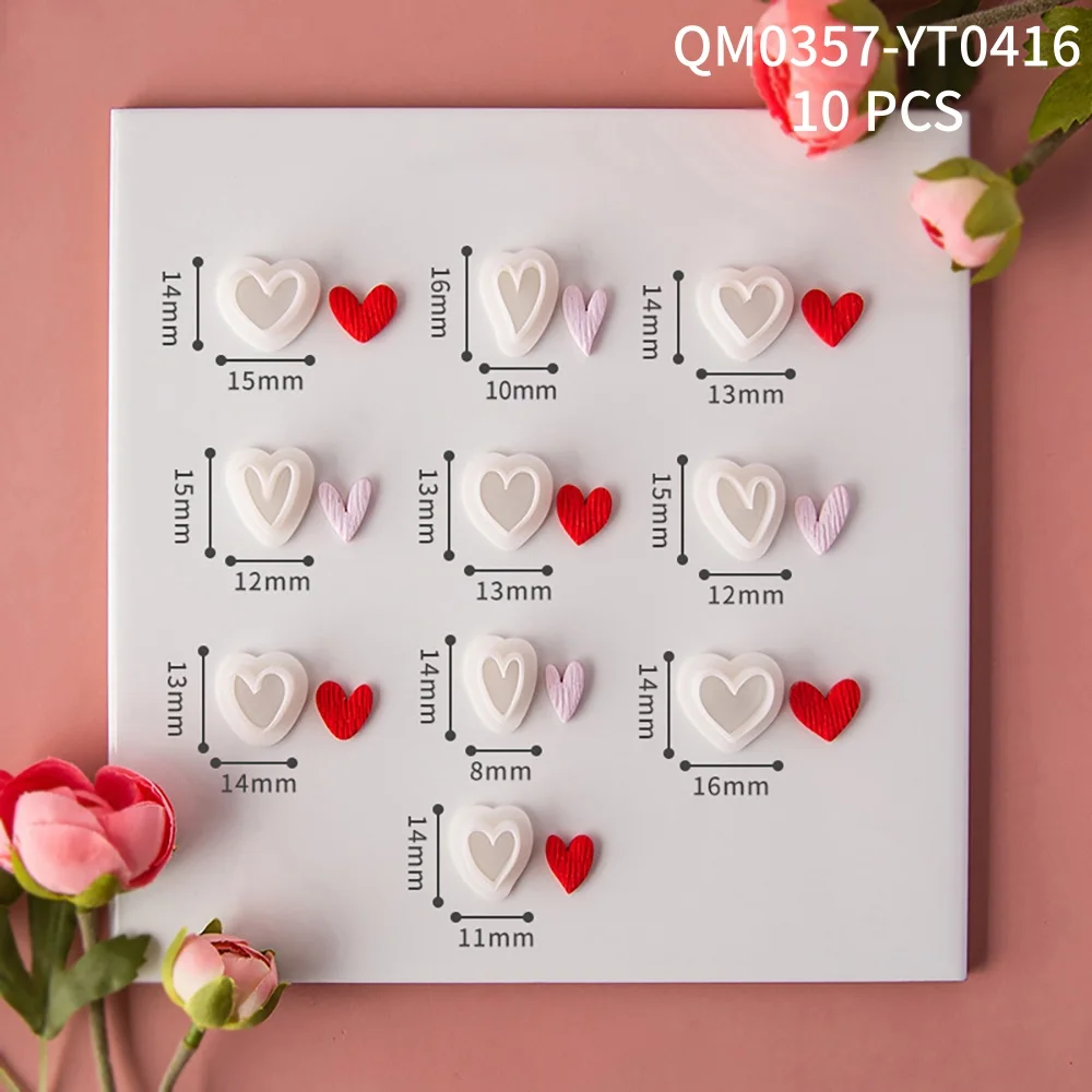 10pcs Heart-Shaped Set Polymer Clay Cutters Valentine's Day LOVE Shape Clay Mold DIY Ceramic Earrings Jewelry Making Tools view 5