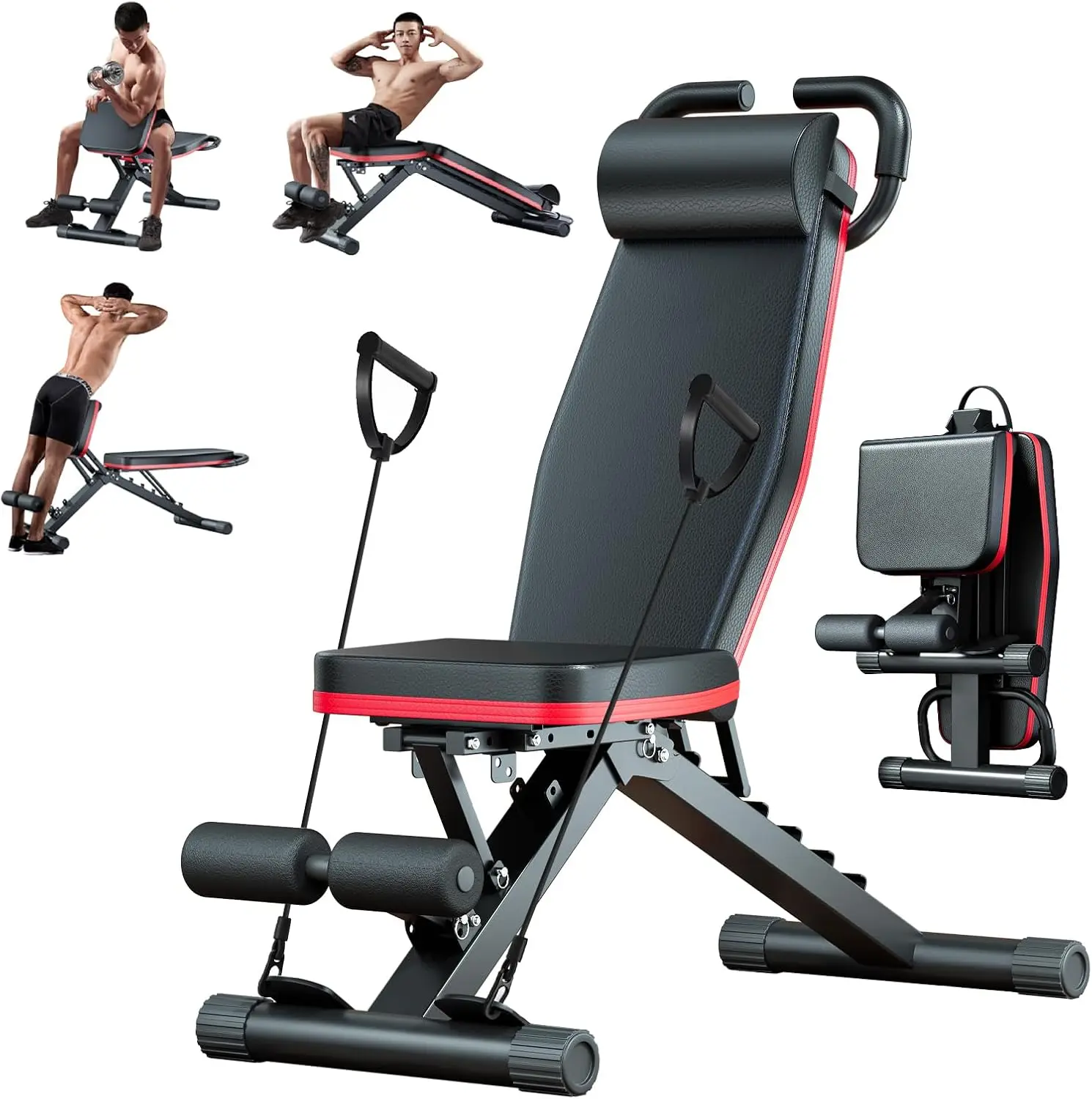Adjustable Weight Bench, Workout Benches with Leg Extension, Foldable Incline Decline Bench Press,Full Body Strength Training Eq