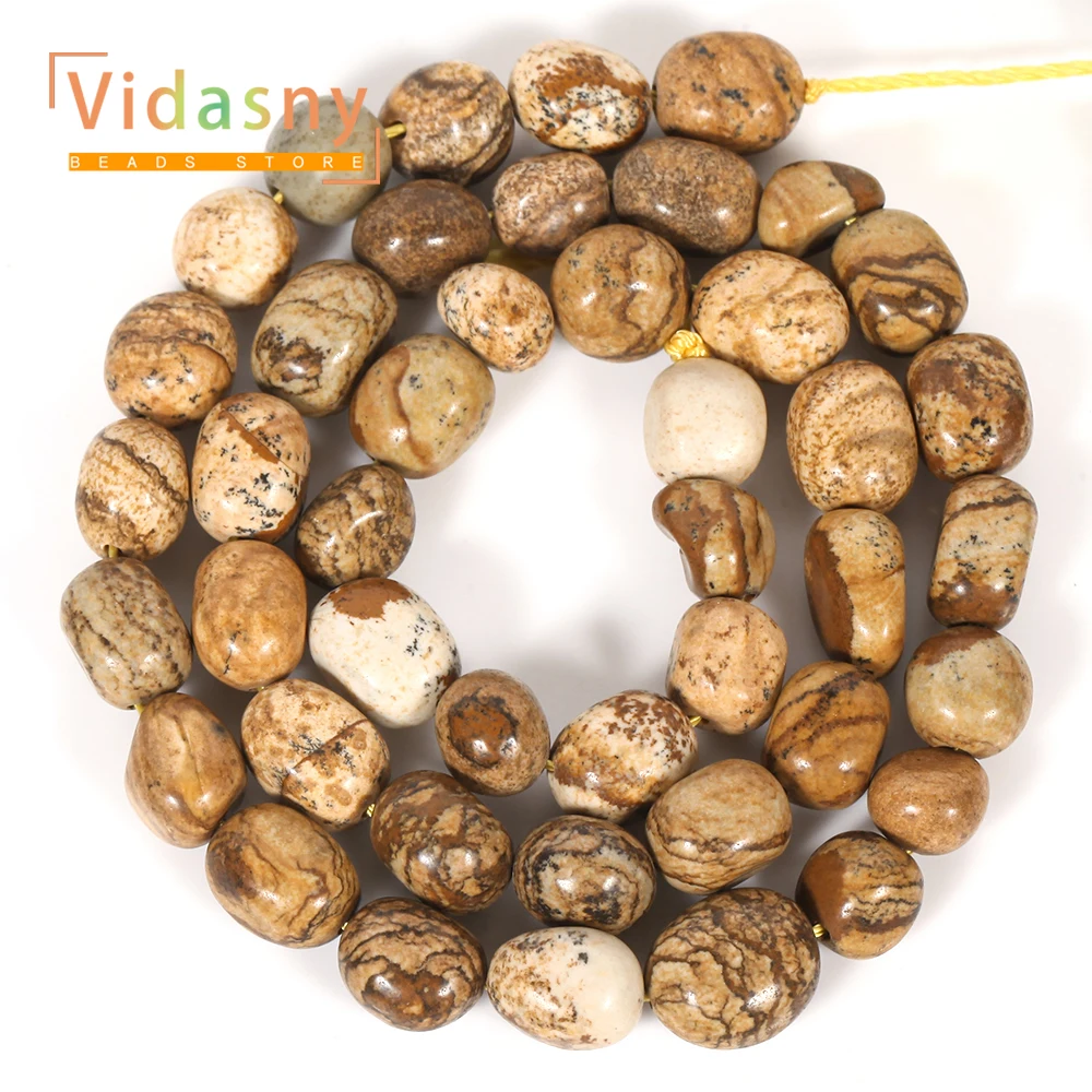 8-10mm Naturstein-Bildstein Unregelmäßige Ovale Lose Perlen für Schmuckherstellung, DIY-Armbänder und Zubehör – Detail 3